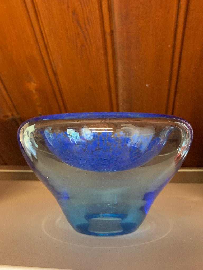 Glazen kunstobject Hadeland Norway blauw, Ophalen of Verzenden