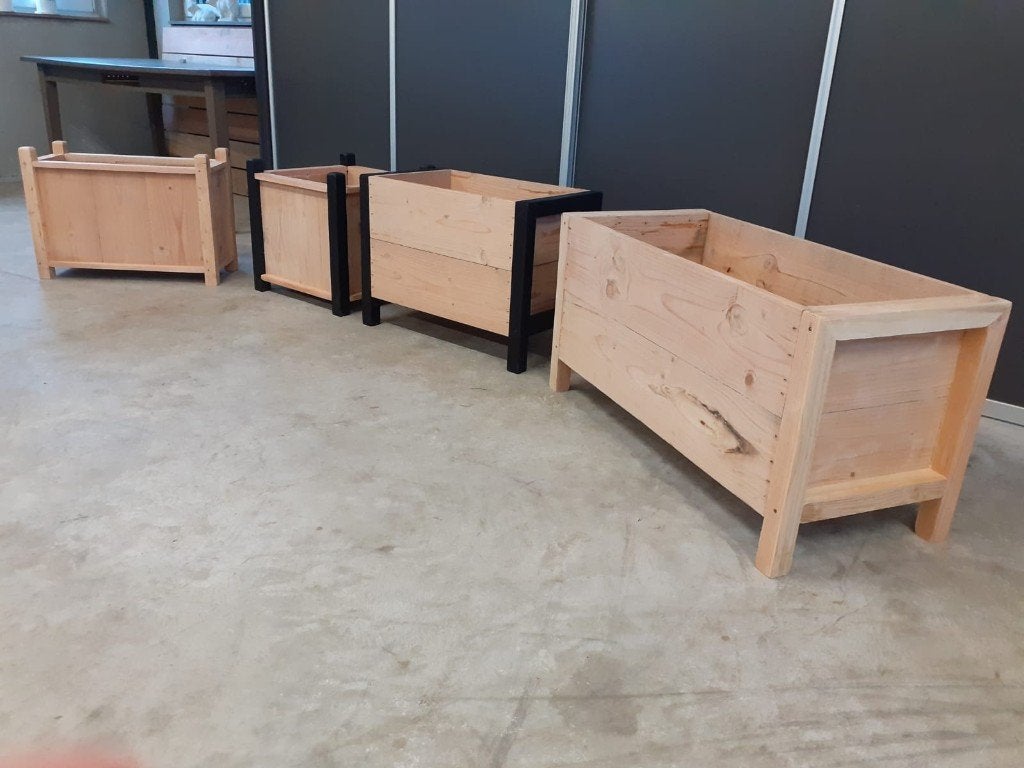 Douglas houten bloembakken, plantenbakken, buitensierpotten, Ophalen, Vierkant, Nieuw, Balkon
