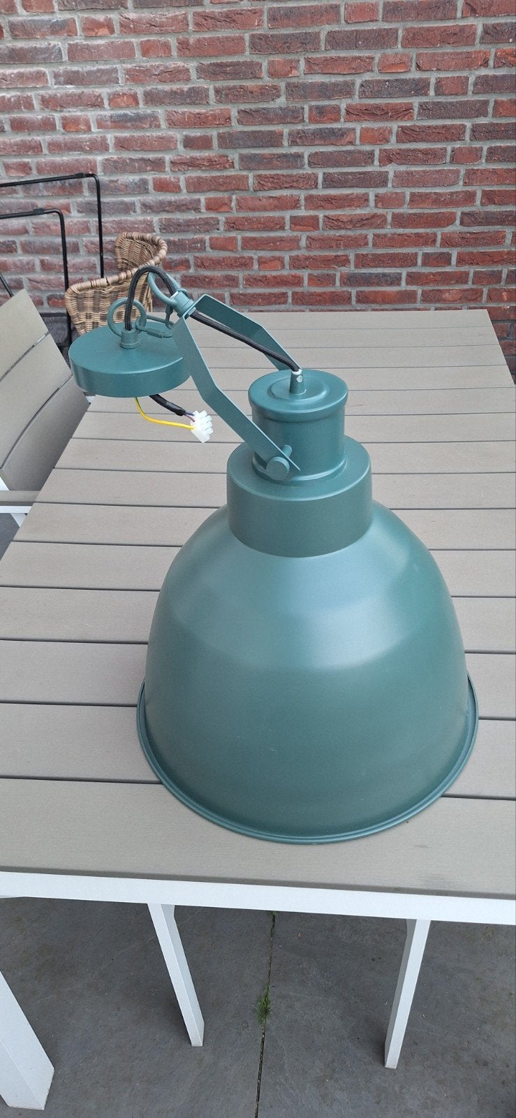Groene Karwei Hanglamp Jayden E27 max. 40W, Ophalen, Gebruikt, Industrieel, Modern, Metaal