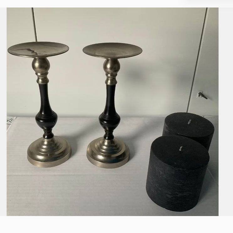 kaarsenhouders chroom zwart art deco stijl retro, Ophalen of Verzenden, Huis en Inrichting