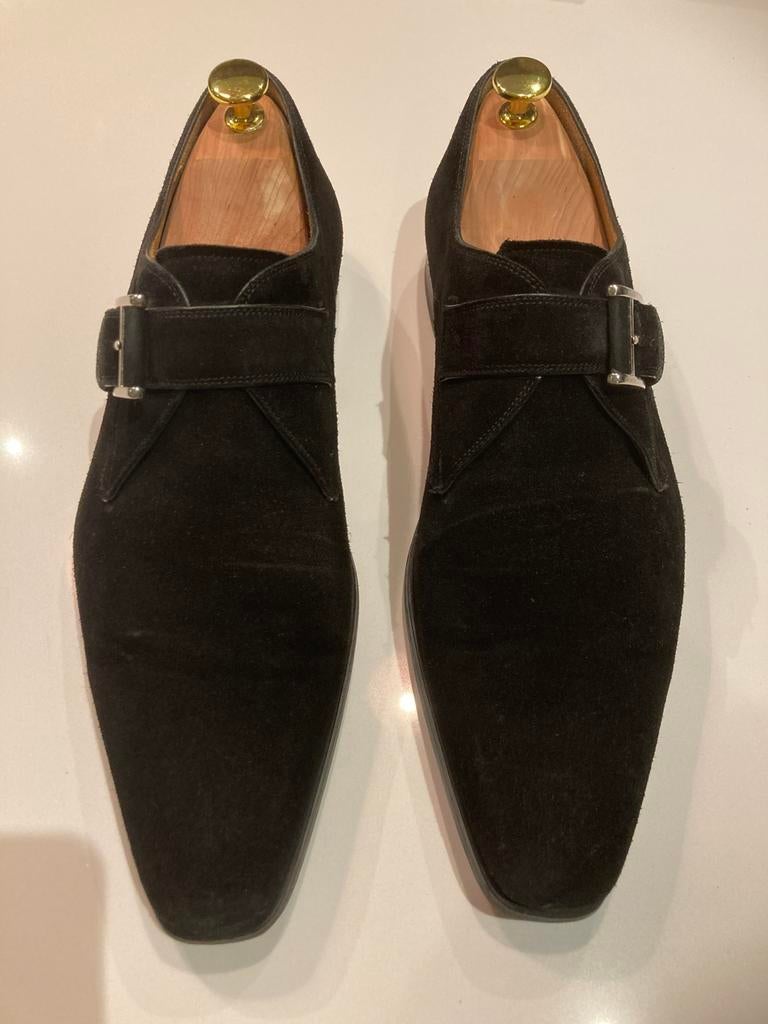 Zwart suede Magnanni Monks Gesp maat 42 ZGA, Kleding | Heren, Schoenen, Zwart, Ophalen of Verzenden, Gespschoenen, Zo goed als nieuw