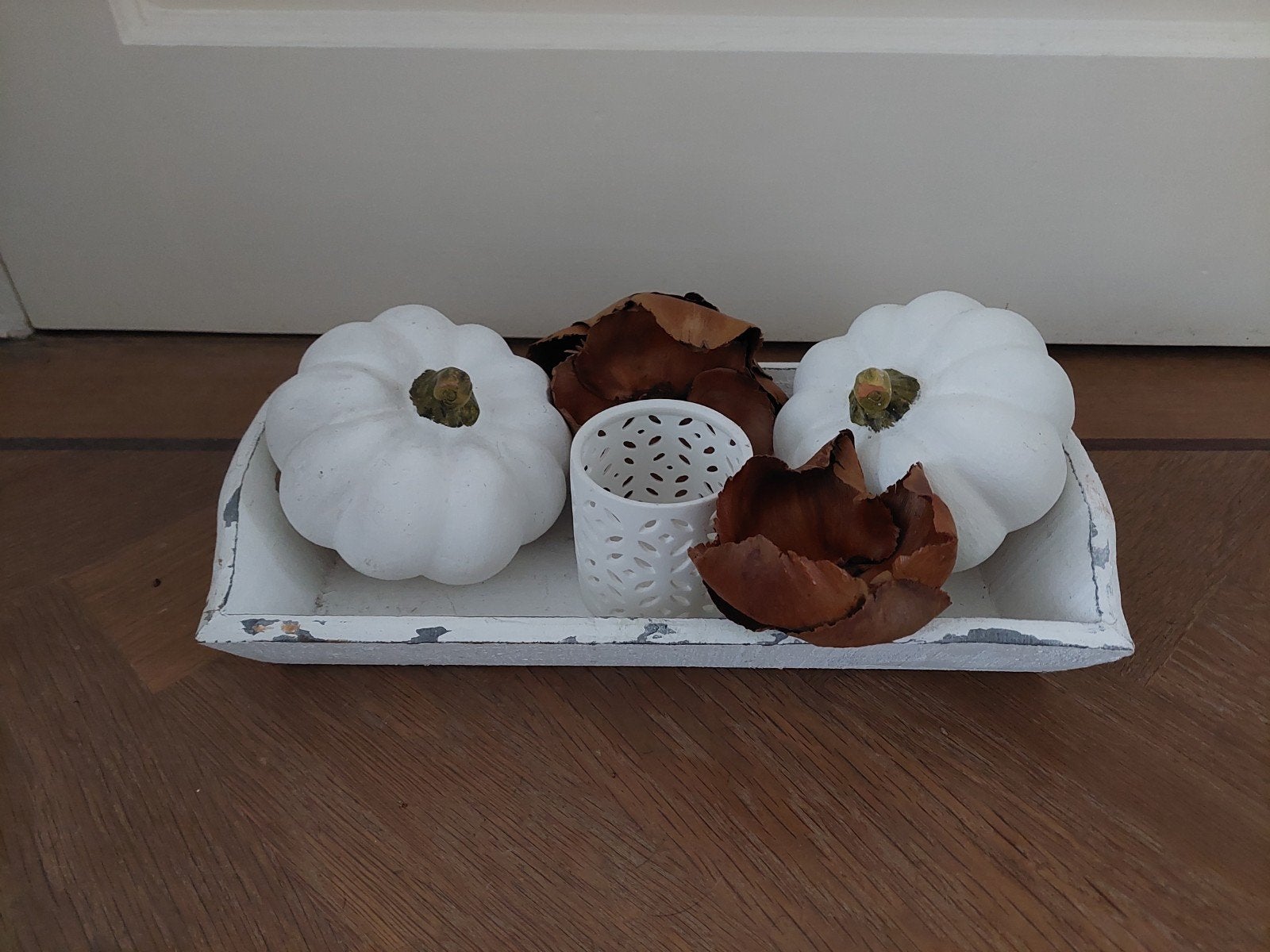 Herfst Dienblad met pompoenen, Ophalen of Verzenden, Gebruikt, Rechthoekig, Hout