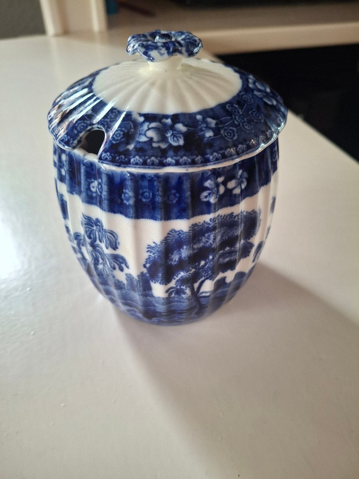 Antiek Copeland Spode Tower Suikerpotje Porselein Blauw Wit, Antiek en Kunst, Ophalen
