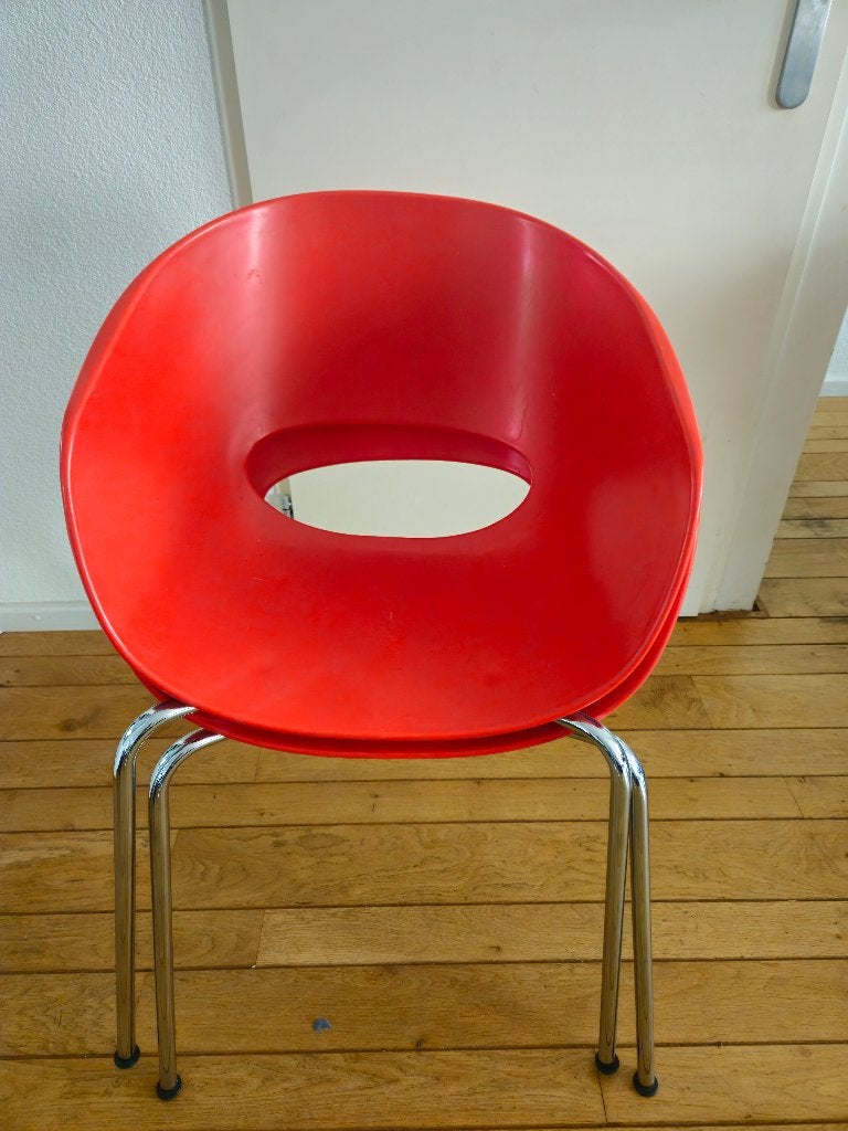 Twee rode kuip stoelen, Ophalen, Twee, Zo goed als nieuw, Metaal