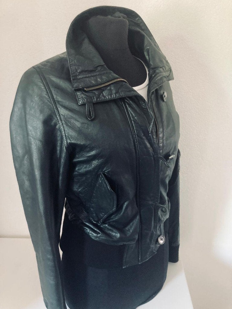 Leren jas maat M zwart echt leer vintage, Kleding | Dames, Ophalen of Verzenden, Zo goed als nieuw, Maat 38/40 (M), Zwart