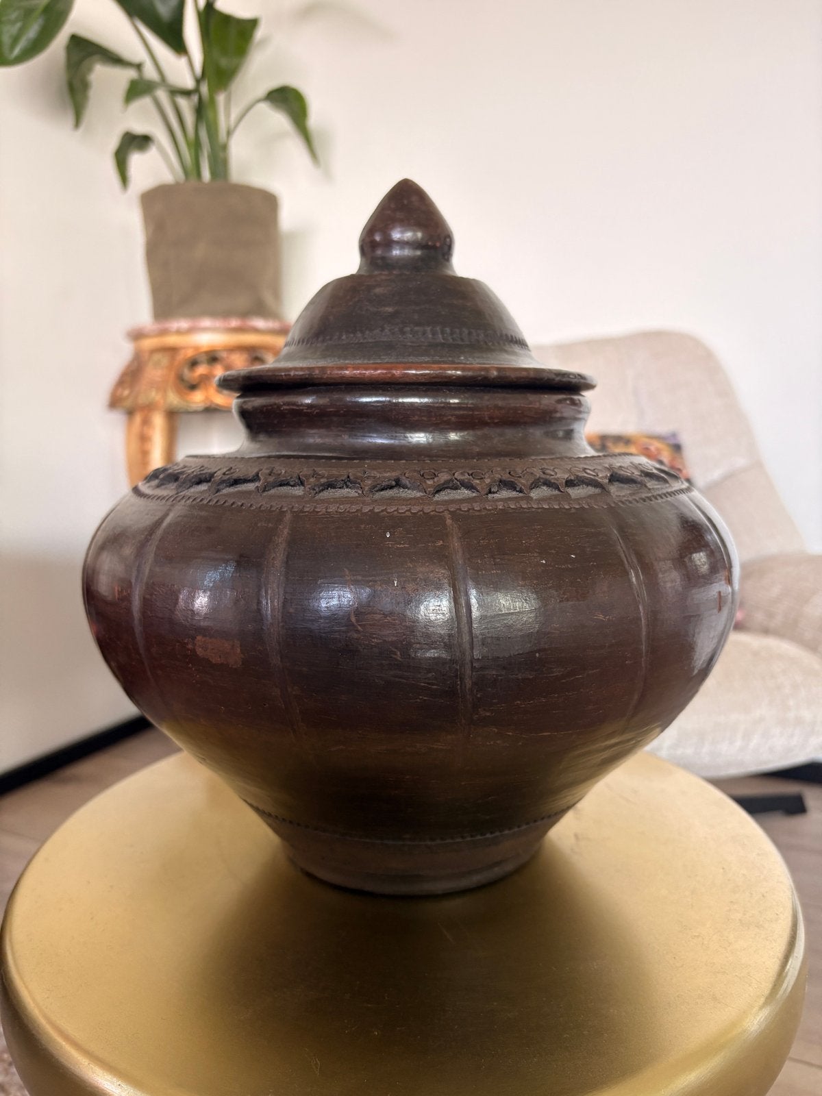 Grote Indiase terracotta Matka met deksel – 28 cm, Ophalen of Verzenden