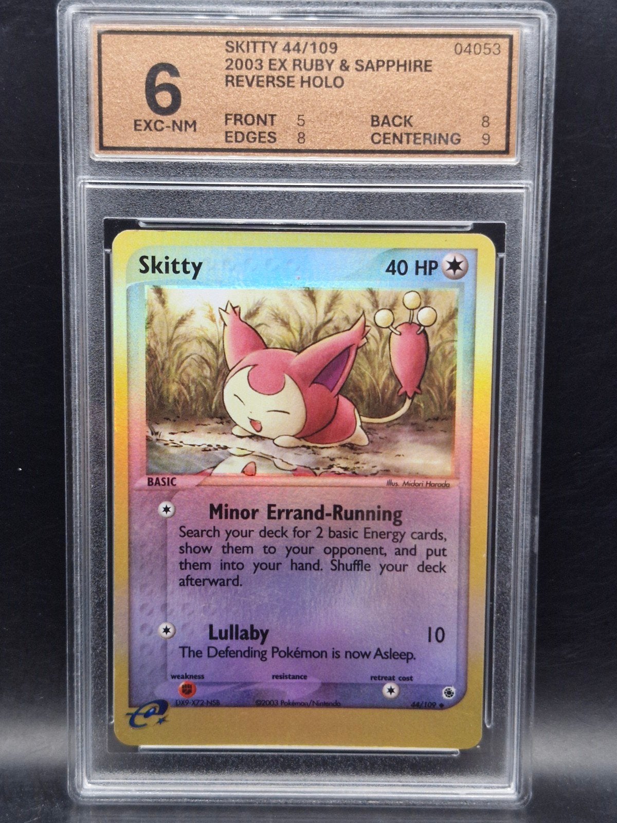 Skitty 2003 ruby & sapphire reverse holo #44 woetoe grading6, Verzenden, Zo goed als nieuw, Losse kaart
