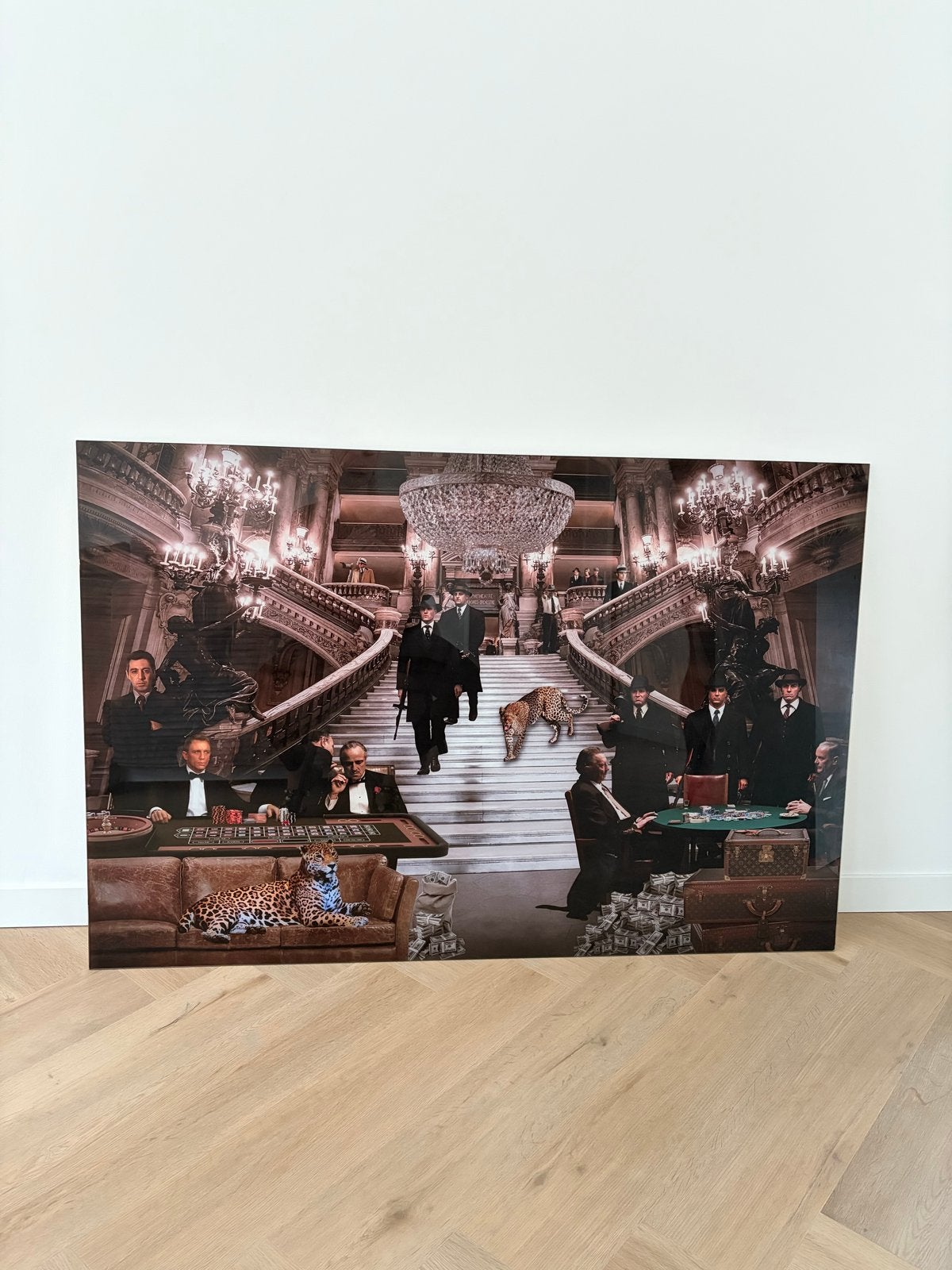 Glazen schilderij maffia, Figuren, Ophalen of Verzenden, Print, Overige materialen