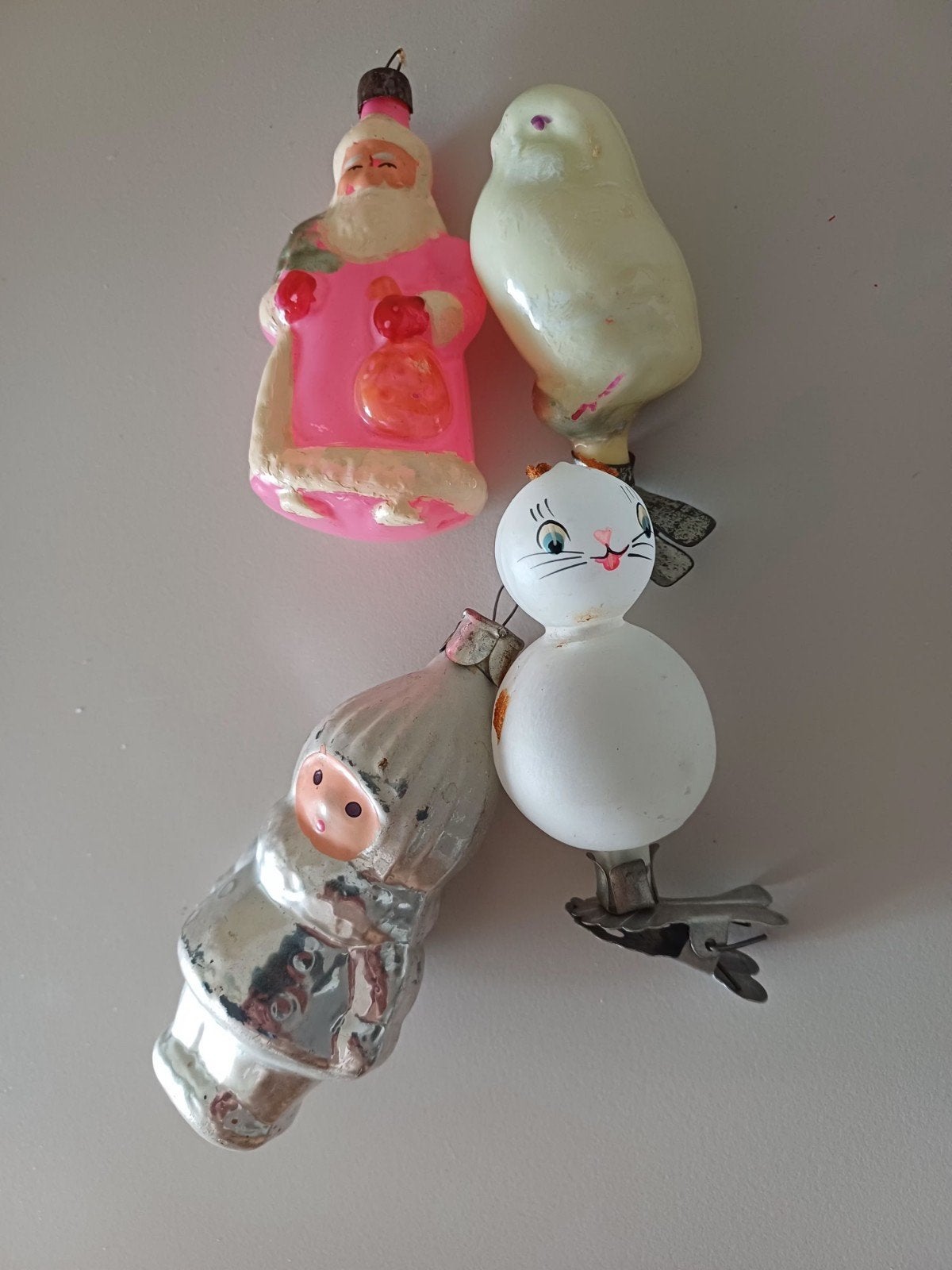 Oude kerstballen,  glas set van 4, Diversen, Kerst, Ophalen of Verzenden