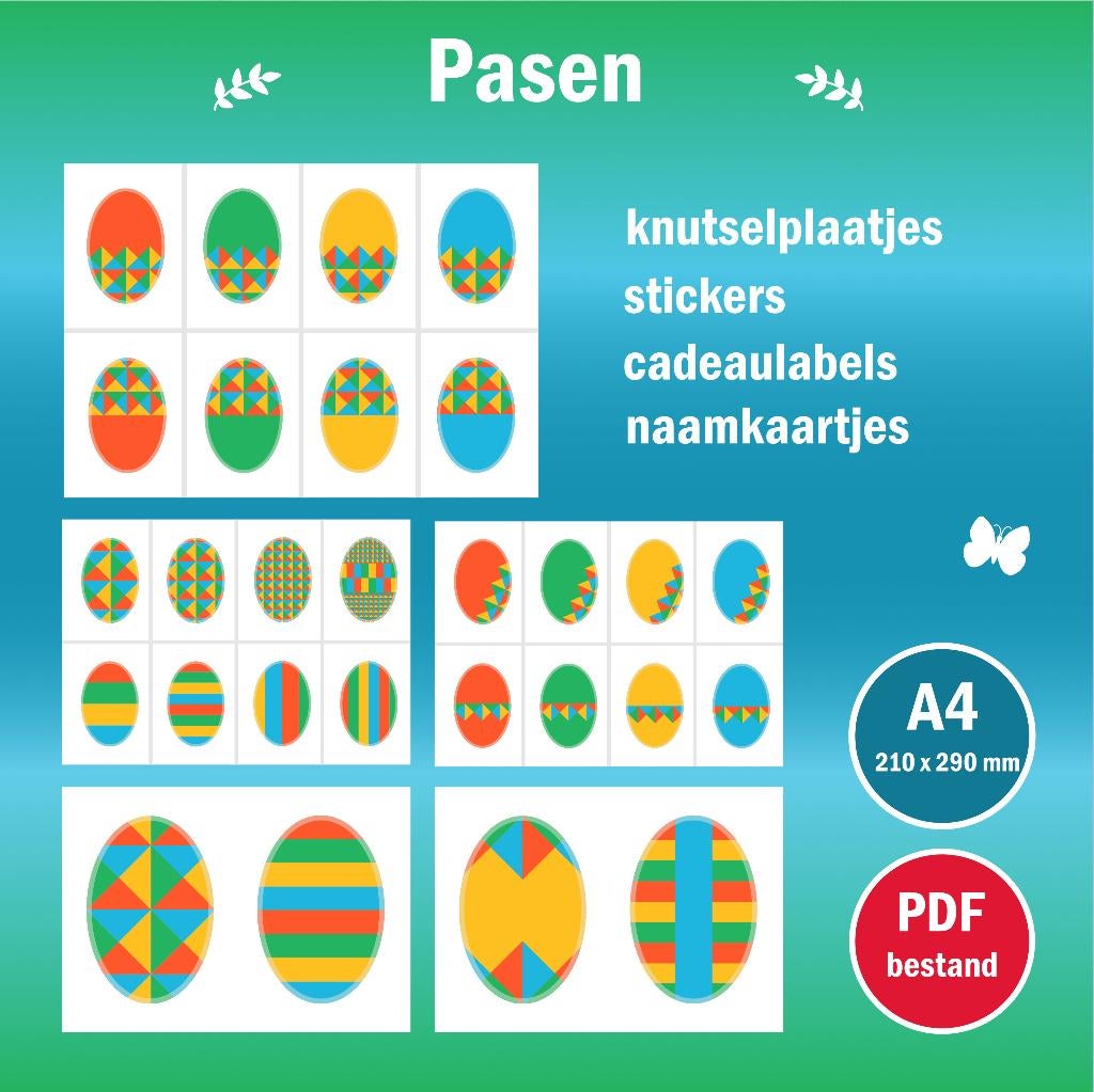Thema Pasen, paasei knutselplaatjes. PDF bestand., Verzenden, Nieuw