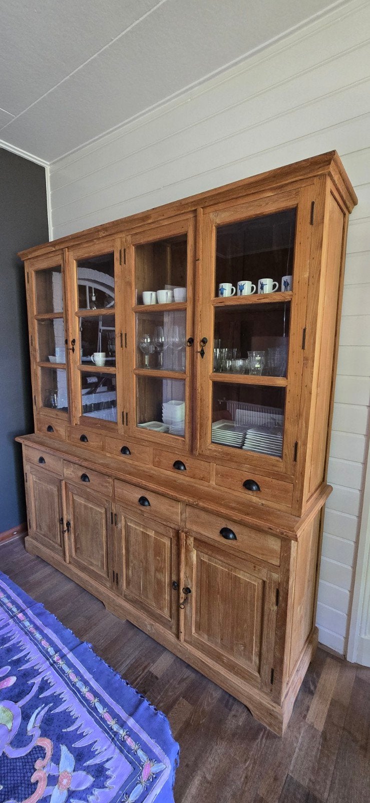 Teak houten buffetkast, Ophalen, 200 cm of meer, Zo goed als nieuw, 200 cm of meer