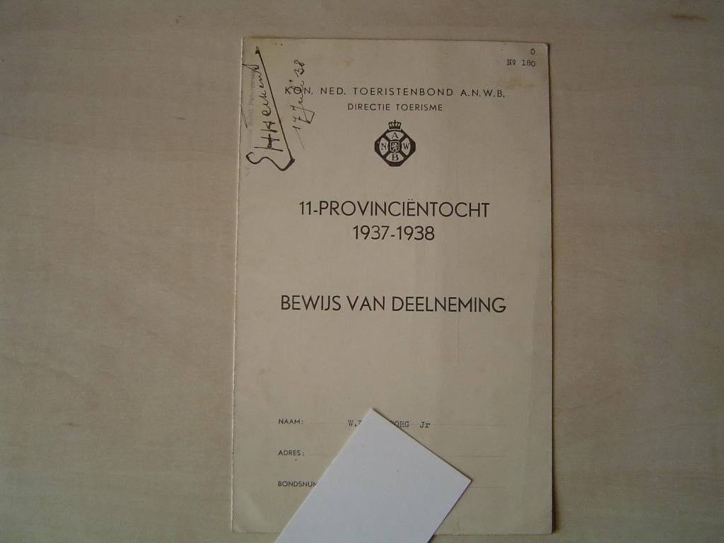 ANWB 11-provincientocht 1937-1938, Verzenden, Gebruikt, Overige onderwerpen