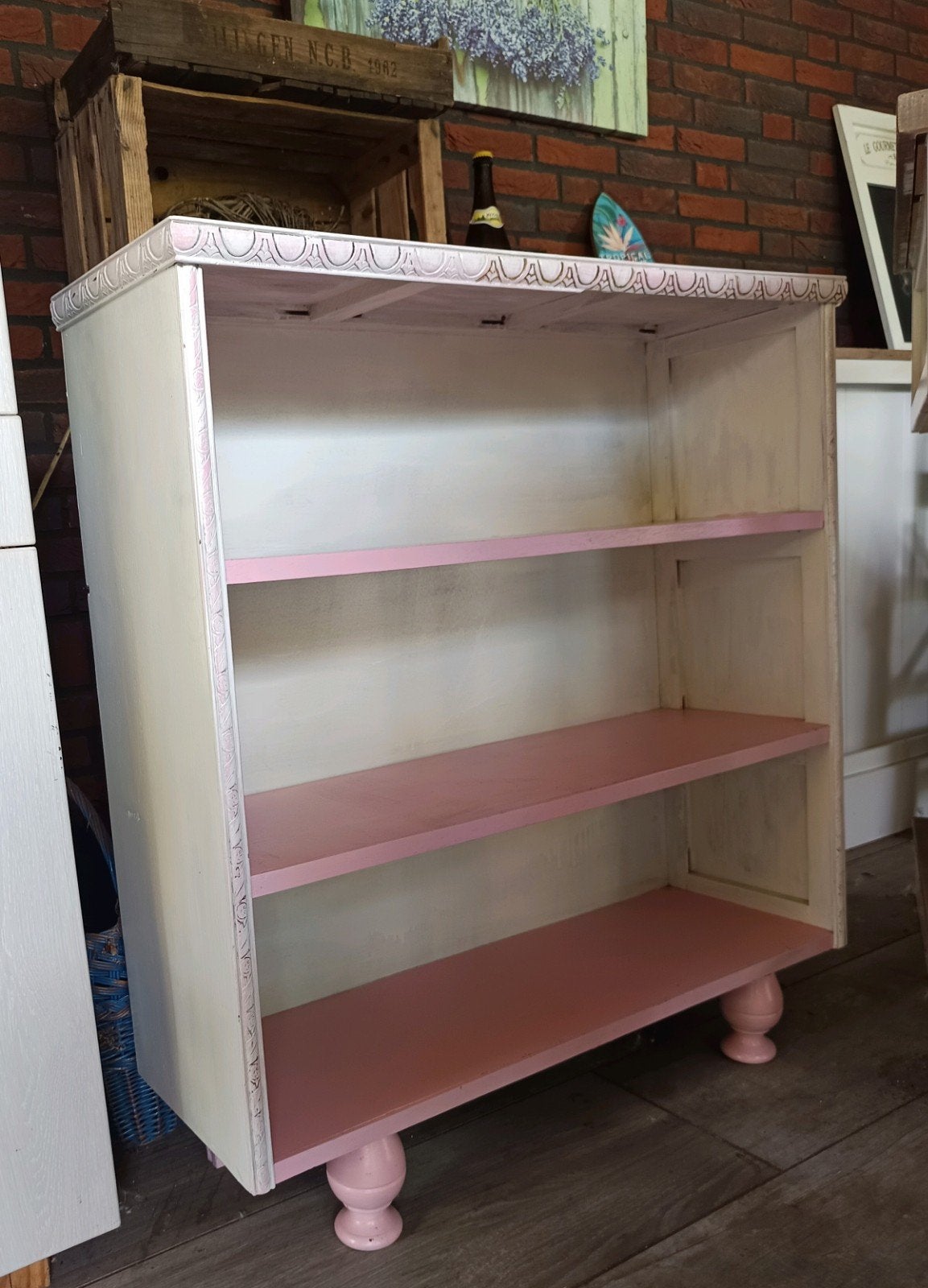Antiek/Vintage Kastje Roze/Wit - Landelijk/Brocante Stijl, Ophalen