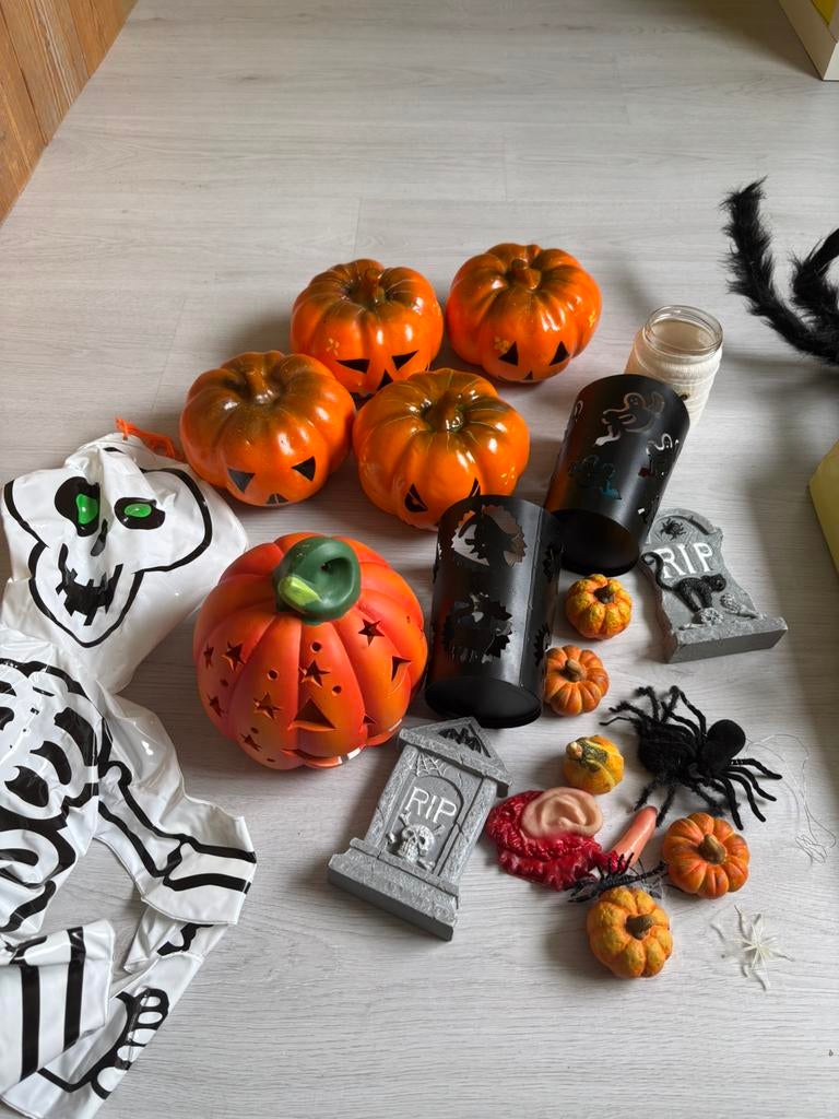Doos vol halloween spullen, Ophalen of Verzenden, Zo goed als nieuw, Versiering, Halloween of Griezel