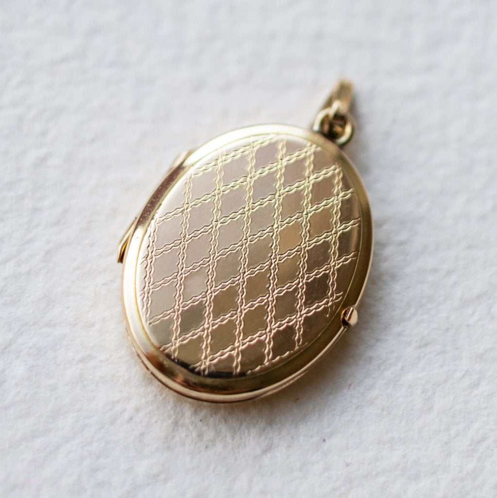 Vintage 9K gouden hanger locket medaillon hanger amulet, Ophalen of Verzenden, Zo goed als nieuw, Goud, Goud