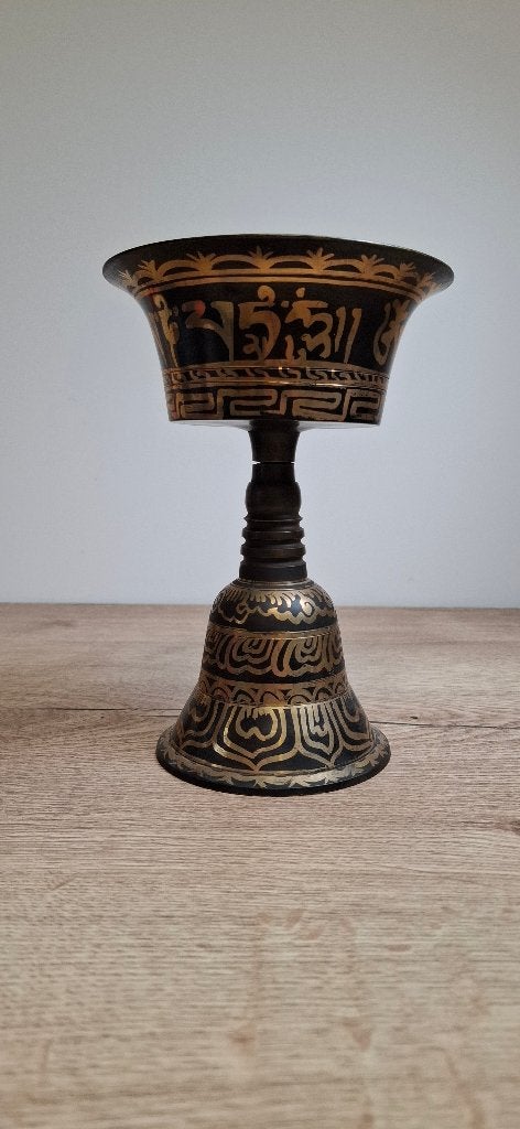 Tibetaanse Boterlamp Messing - Om Mani Padme Hum Mantra Kelk, Ophalen of Verzenden, Zo goed als nieuw, Overige typen, Boeddhisme