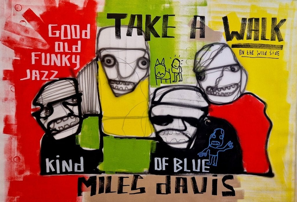 Bart Hamelink – Miles - 160 x 134 cm (jazz illustratie), Antiek en Kunst, Kunst | Schilderijen | Modern, Ophalen, Echtheidscertificaat