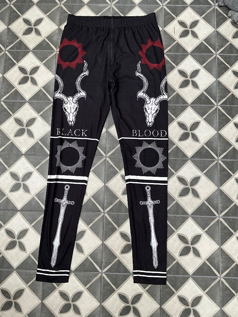 Gave legging Merk Gothicana   Black Blood   Maat M  Zie foto, Legging, Zwart, Gave legging Merk Gothicana   Black Blood   Maat M   Zie foto
