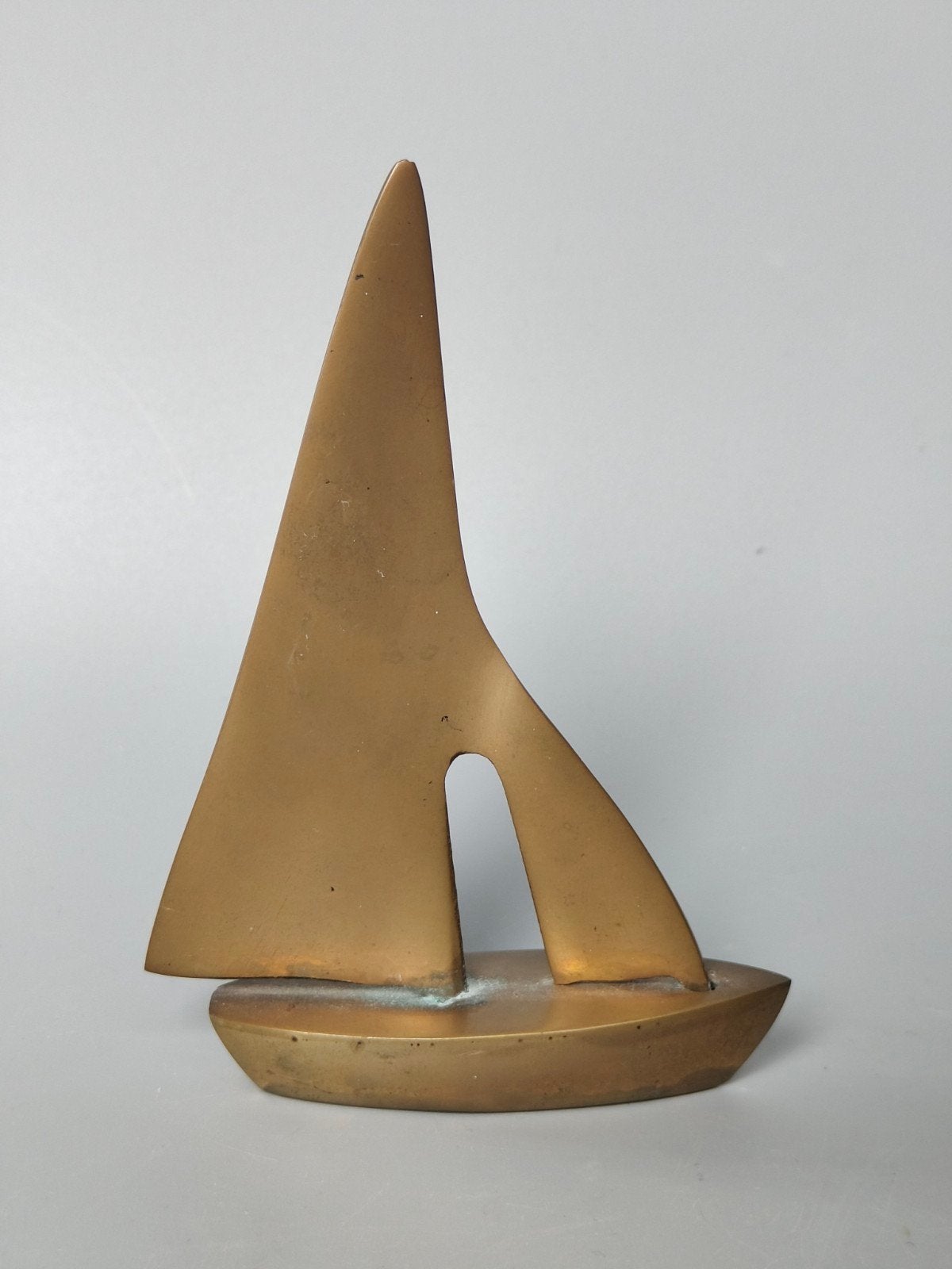 Brons of Messing sculptuur zeilboot schip retro Mid Century, Verzenden