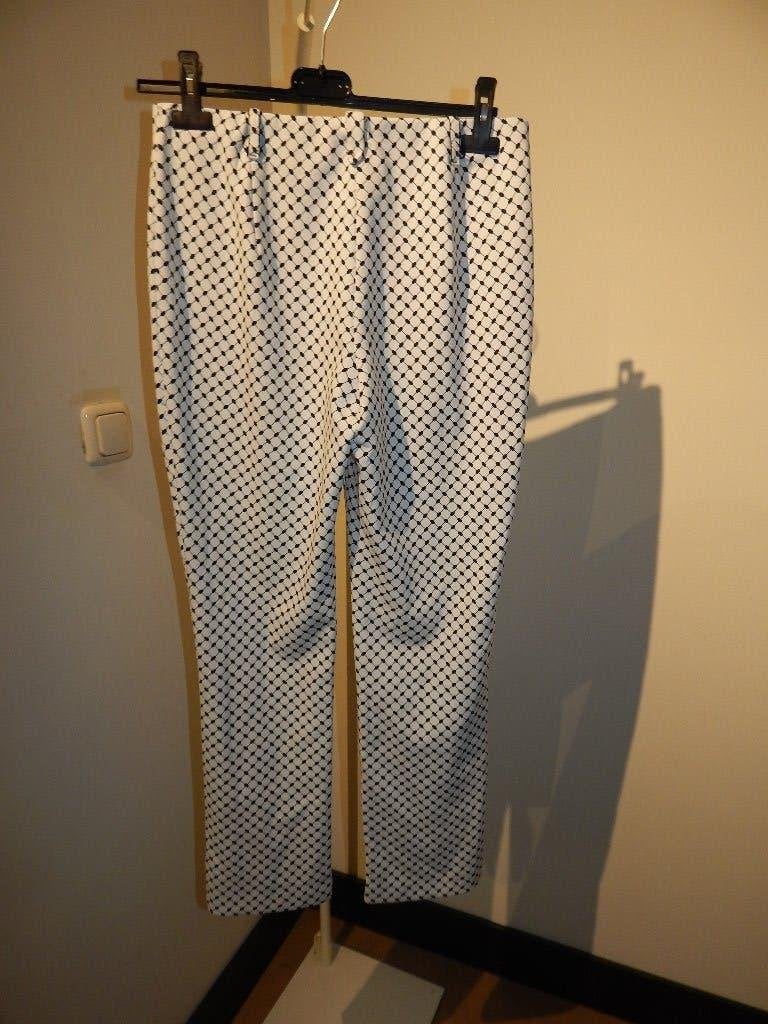 Marccain zachte soft stretch broek zwart wit printje N3/M, Maat 38/40 (M), Verzenden, Wit, Zo goed als nieuw