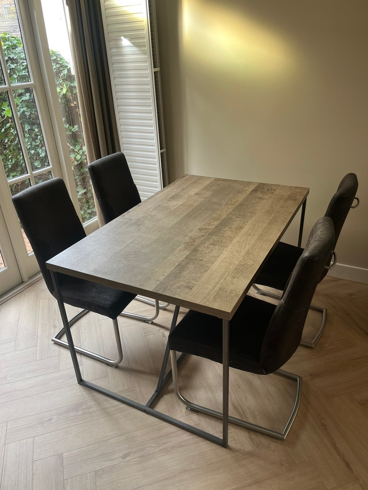 Eettafel eikenhout incl. stoelen, Huis en Inrichting, Ophalen, 100 tot 150 cm, Eikenhout, 50 tot 100 cm