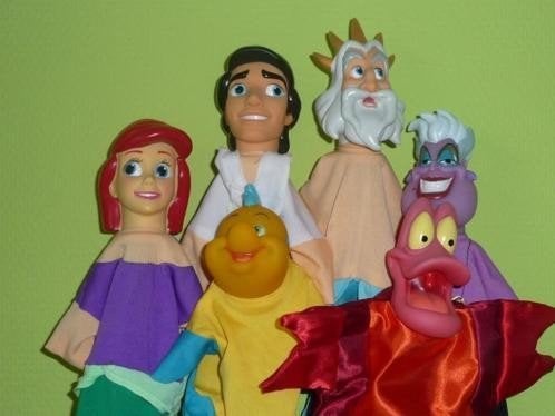 Arielle # Handpoppen (alle 6), Verzamelen, Disney, Ophalen of Verzenden, Pocahontas of Kl. Zeemeermin, Zo goed als nieuw, Beeldje of Figuurtje