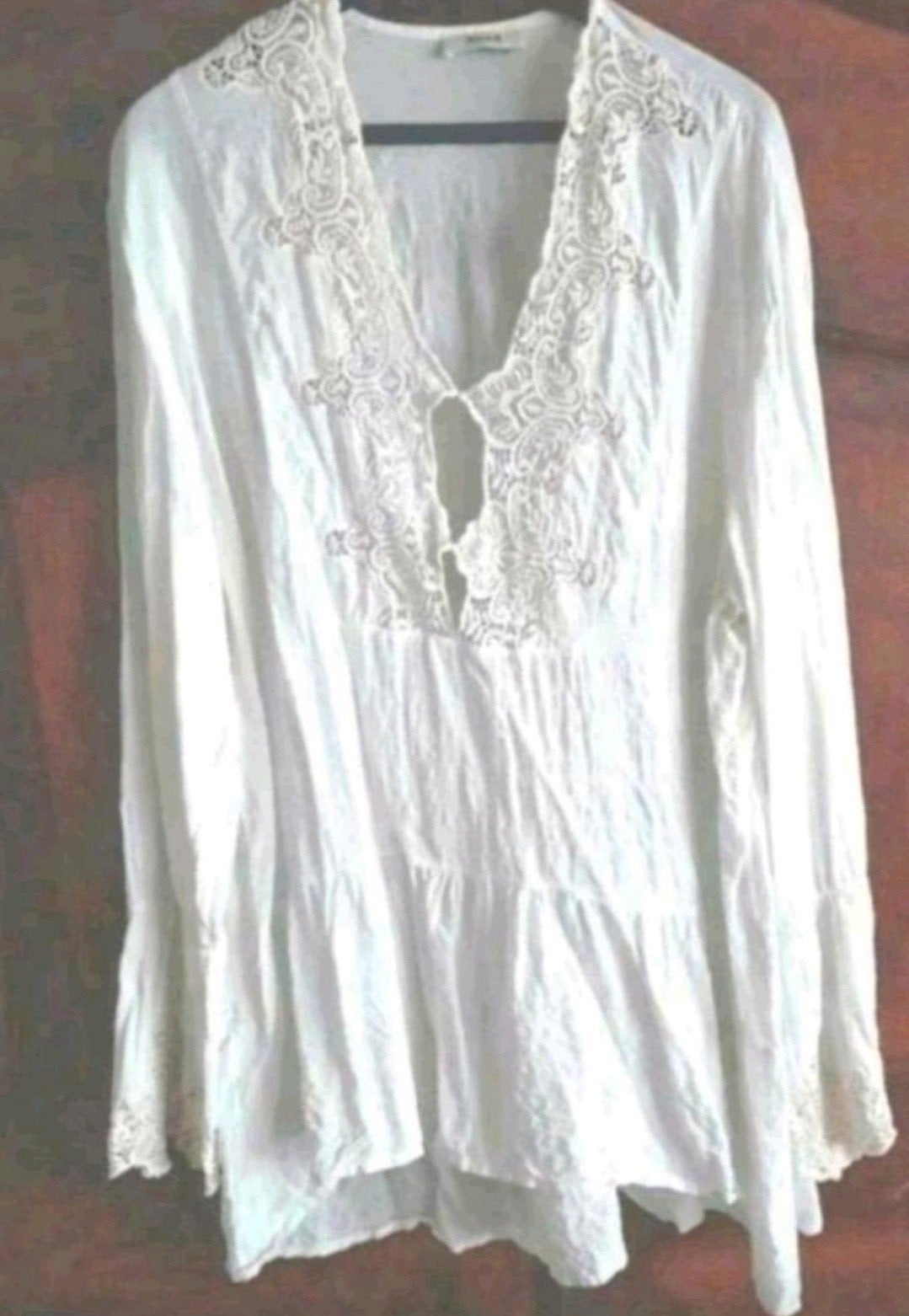 Roomwitte Boho Ibiza crinkle blouse Anna XL 44, Kleding | Dames, Wit, Maat 42/44 (L), Zo goed als nieuw, Anna