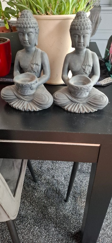 Buda beeld, Ophalen, Zo goed als nieuw, Steen/keramiek, Grijs