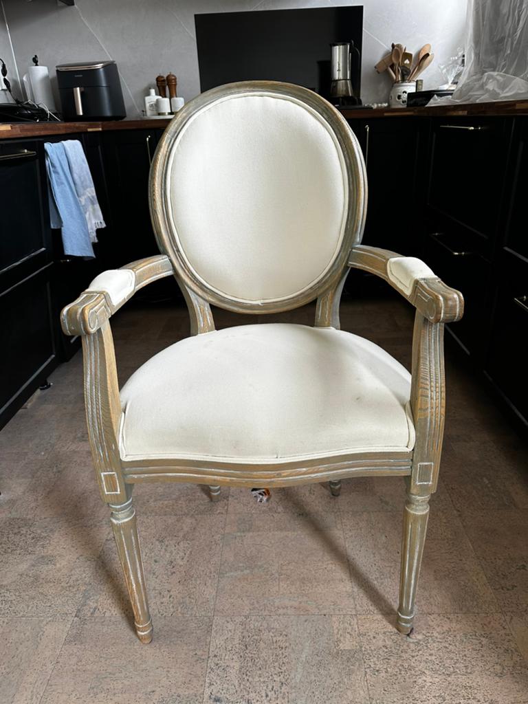 Brocante stoel, Huis en Inrichting, Stoelen, Ophalen, Gebruikt, Wit, Eén