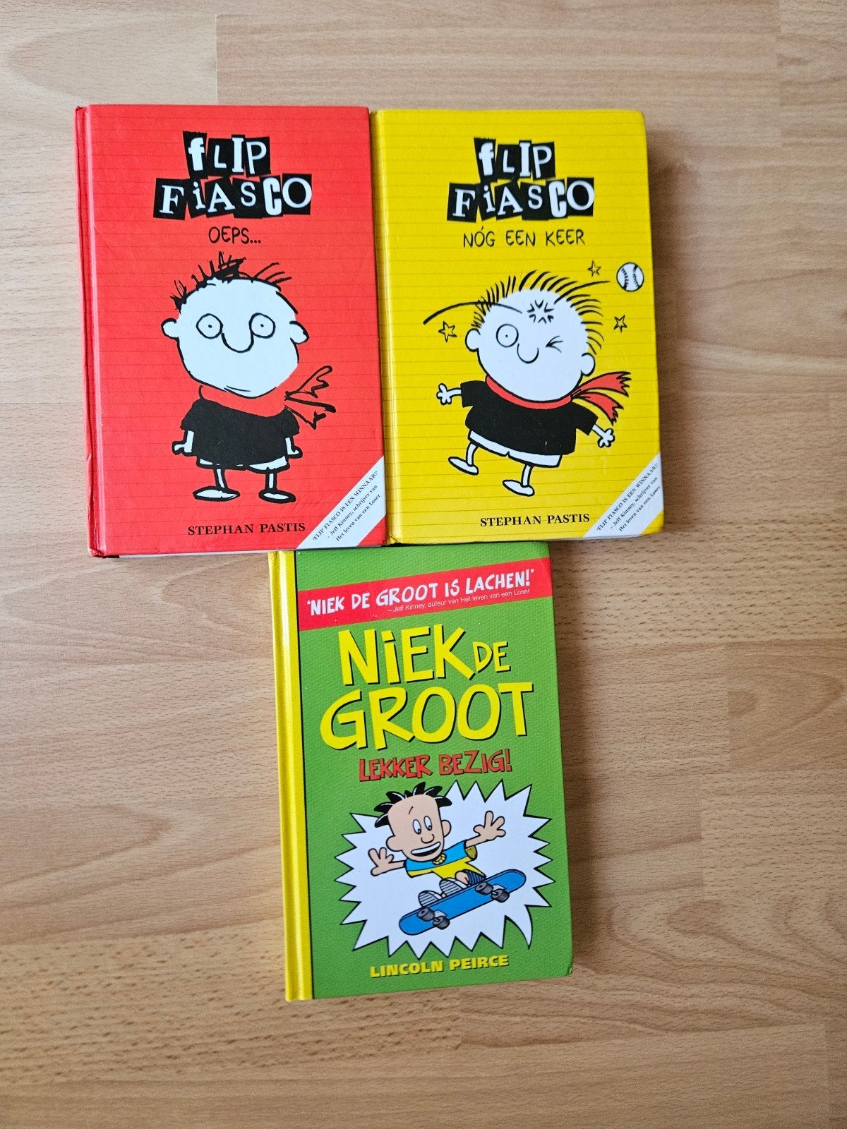 Flip Fiasco & Niek de Groot boeken (3 stuks), Ophalen of Verzenden, Zo goed als nieuw, Stephan Pastis, Lincoln Peirce, Fictie algemeen