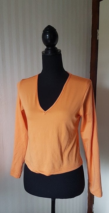 Nette mooie oranje top met v hals van C&A, even kijken. 8,99, Verzenden, Oranje, Lange mouw, Maat 36 (S)