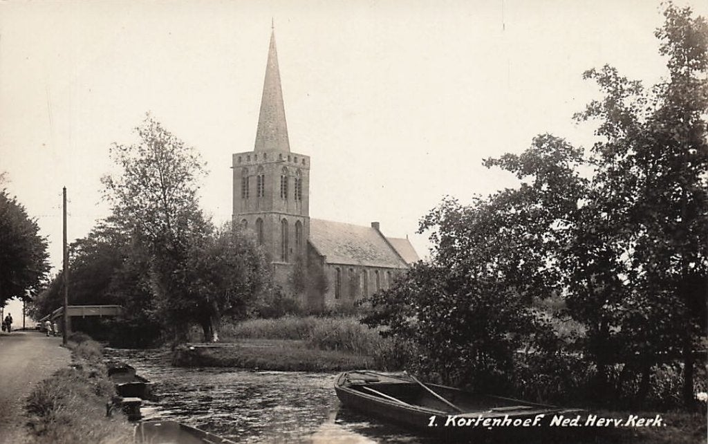 AN246 Fotokaart Kortenhoef kerk e.o. jaren 30, Verzenden, 1920 tot 1940, Ongelopen, Noord-Holland