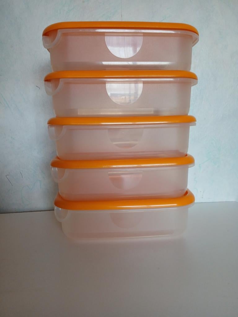 5 Curver opbergvakken met oranje deksel nieuw!, Ophalen of Verzenden, Nieuw