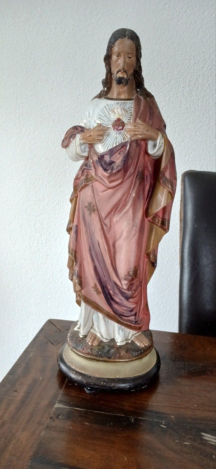 Vintage Heilig Hart Jezus beeld - Handgeschilderd, Ophalen