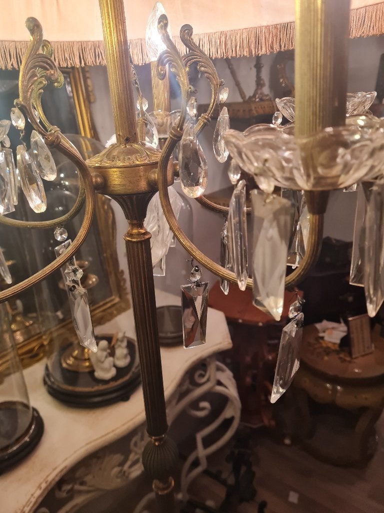 Bijna antieke vloerlamp met kristallen pegels foto 1 t/m 6, Antiek en Kunst, Ophalen