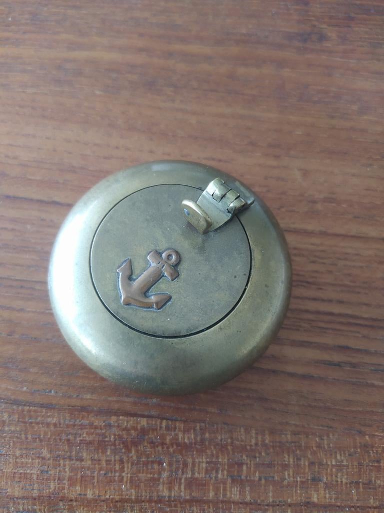 Vintage messing asbakje met ankerafbeelding, Antiek en Kunst, Antiek | Koper en Brons, Ophalen of Verzenden