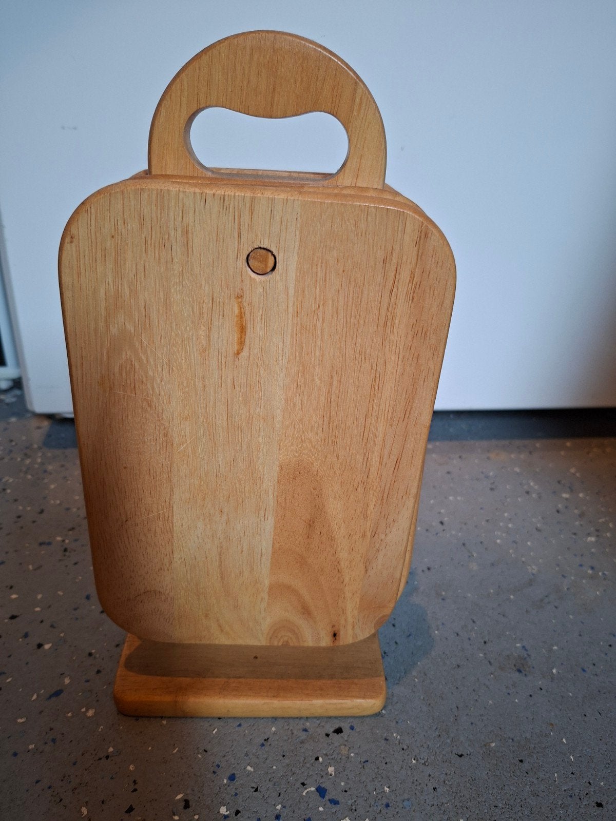 Houten snijplankjes met houder, 22.5x15 cm, Gebruikt, Hout, Snij-/serveerplank, Ophalen of Verzenden