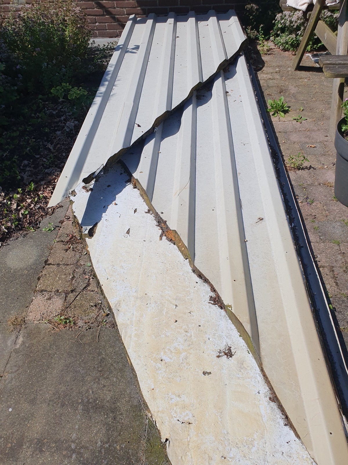 Dakplaten, Doe-het-zelf en Verbouw, Dakpannen en Dakbedekking, Gebruikt, 5 tot 10 m², Metaal, Grijs