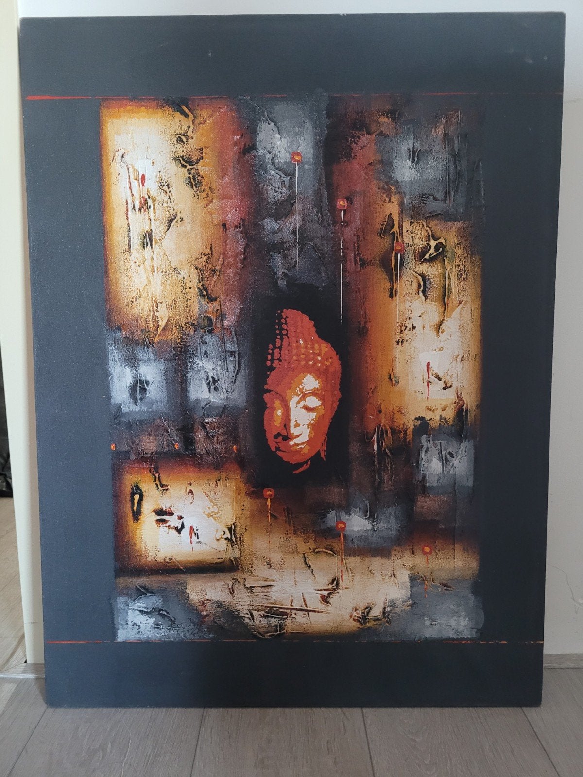 Sfeervol Boeddha Schilderij - 60 x 40 cm, Ophalen, Acrylverf, Overig onderwerp, Op houten frame