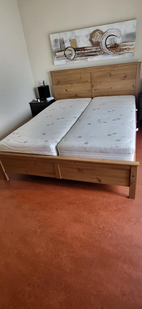 IKEA aspelund tweepersoonsbed van massief hout, Tweepersoons, Ophalen of Verzenden, Zo goed als nieuw, 160 cm