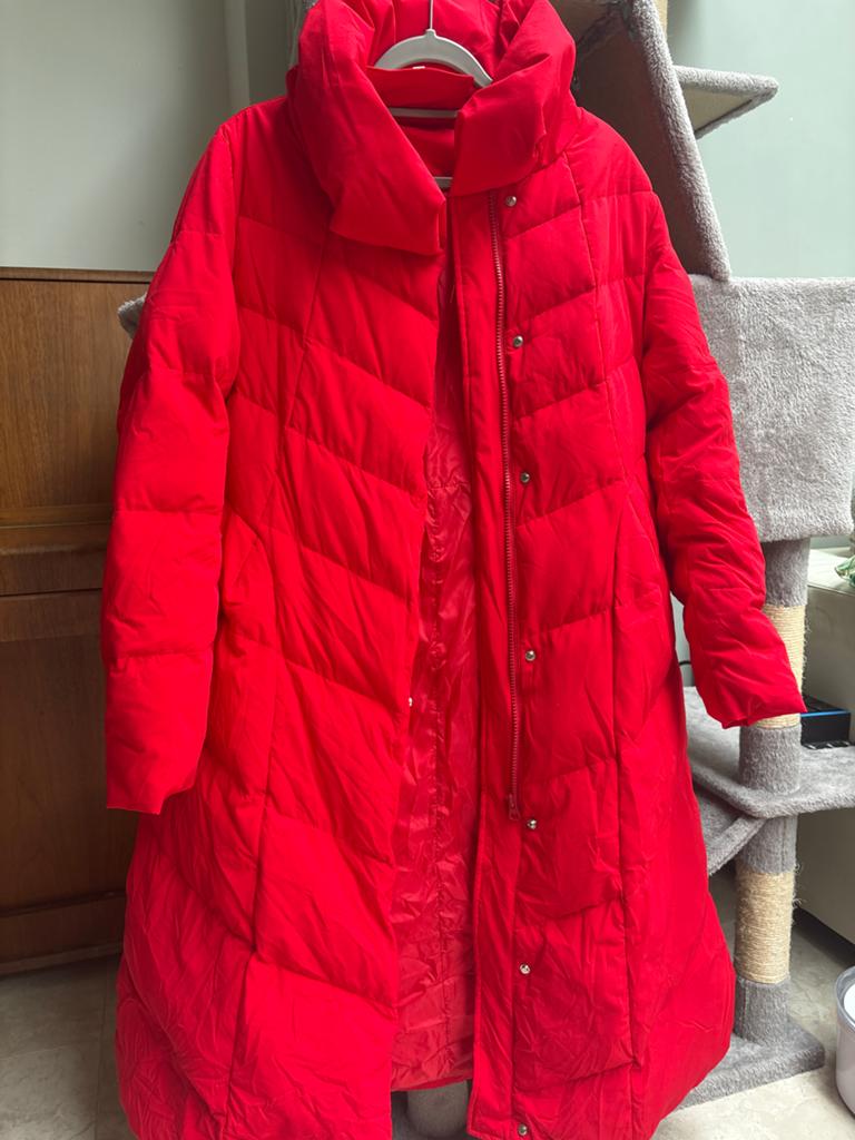 LIDISHA Rode Lange Winterjas Maat XL, Kleding | Dames, Ophalen of Verzenden, Nieuw, Maat 46/48 (XL) of groter, Rood