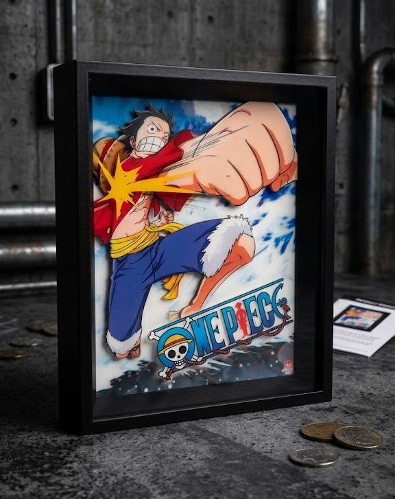 Partij One piece gum gum Pistol 3-D afbeelding in lijst, NHP International, Ophalen of Verzenden, Info@nhp-international.com, Nieuw