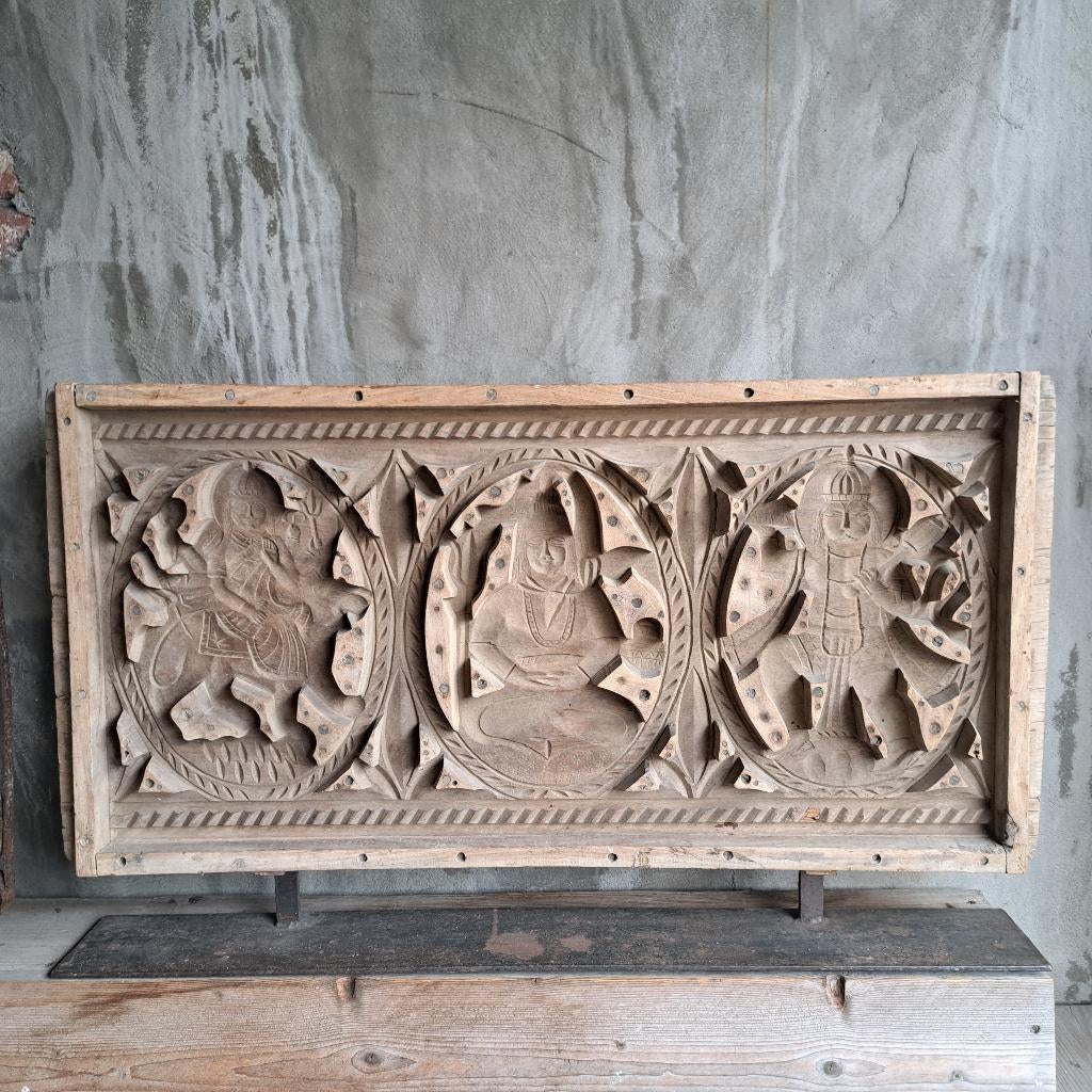 Groot houten paneel ornament op staander 101x59cm Etage3, Huis en Inrichting, Woonaccessoires | Overige, Zo goed als nieuw, Ophalen
