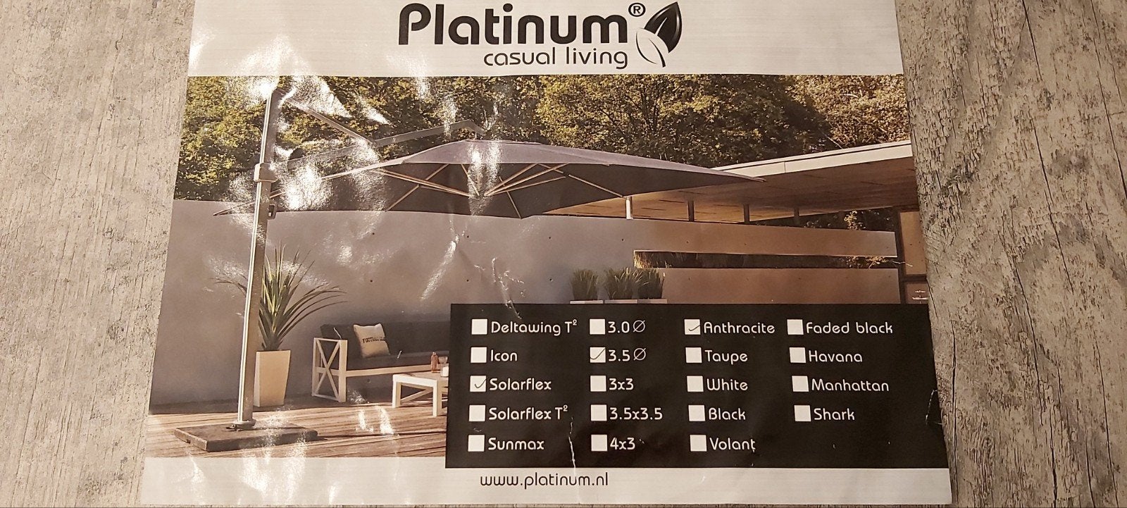 Platinum parasol doek vervangingdoek nieuw, Ophalen, Nieuw, Zweefparasol, Waterdicht