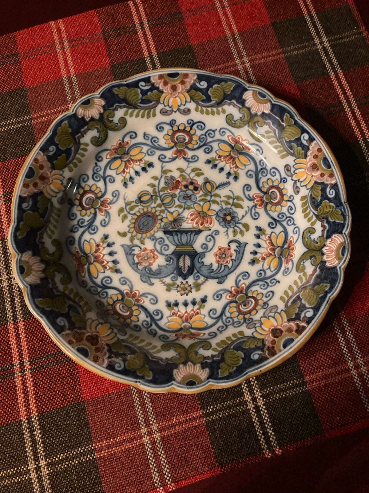 Antiek Makkum Aardewerk Sierbord - Gebloemd Design, Ophalen of Verzenden