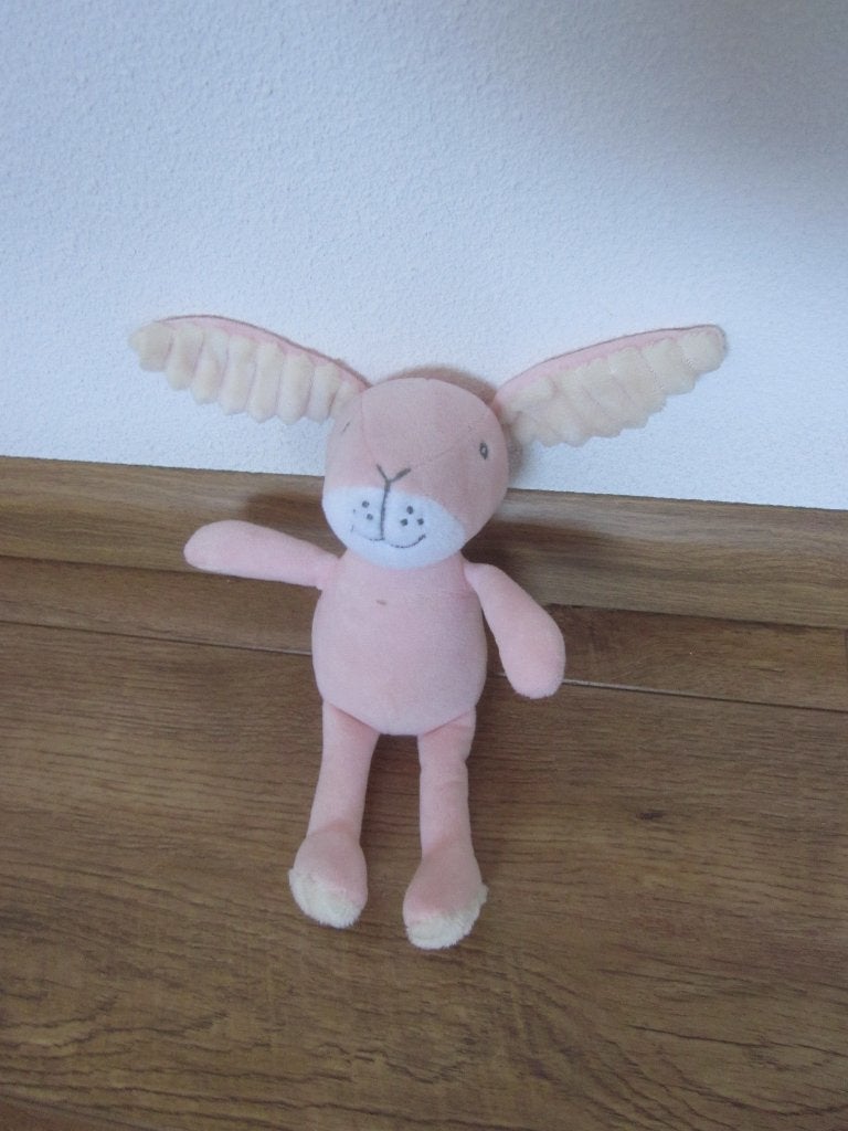 Albert Heijn?? roze-wit superzacht pluche konijn knuffeltje, Konijn, Ophalen of Verzenden, Zo goed als nieuw, Middelgroot (20 tot 80 cm)