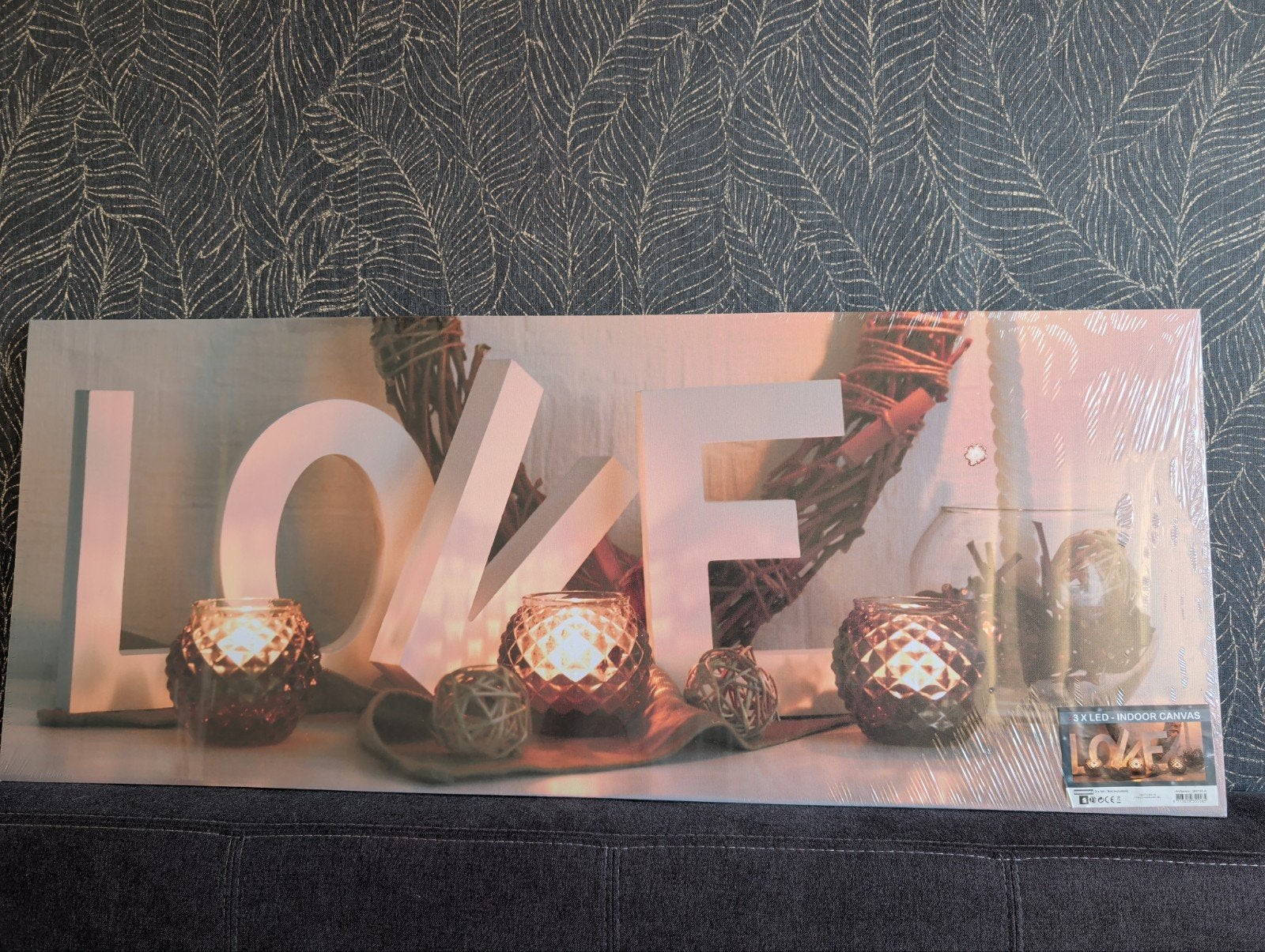 Canvas schilderij met LED verlichting - LOVE, Ophalen, Nieuw, Schilderij, 75 tot 100 cm