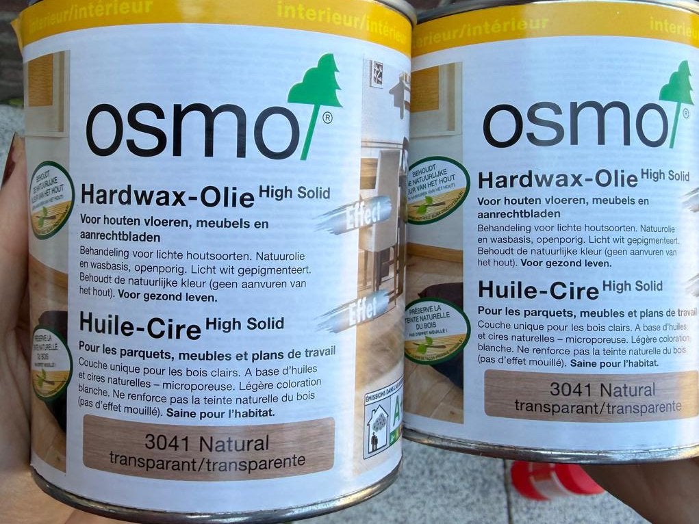 2x Osmo Hardwax-Olie - 3041, Natural, Ophalen of Verzenden, Nieuw, Grijs, Beits