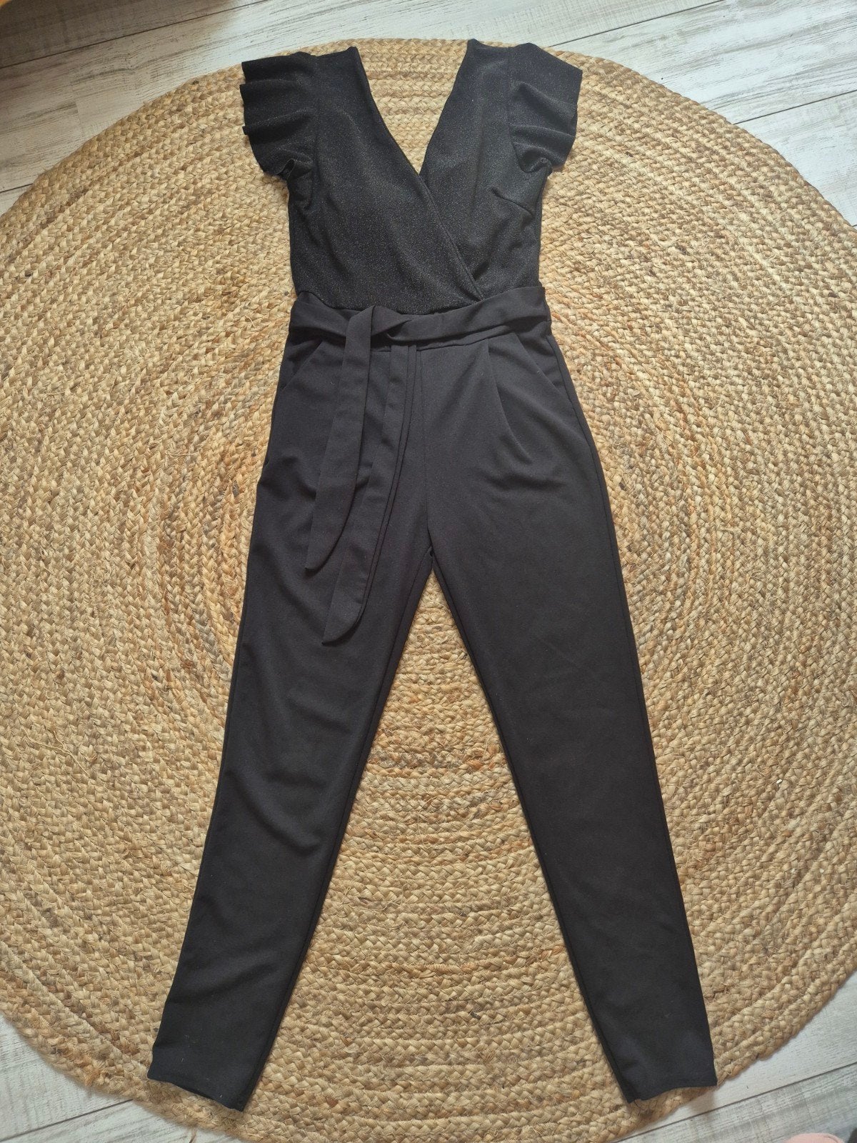 Z.g.a.n Jumpsuit zwart met glitter bovenstuk maat S, Ophalen of Verzenden, Zo goed als nieuw, Maat 38/40 (M), Zwart