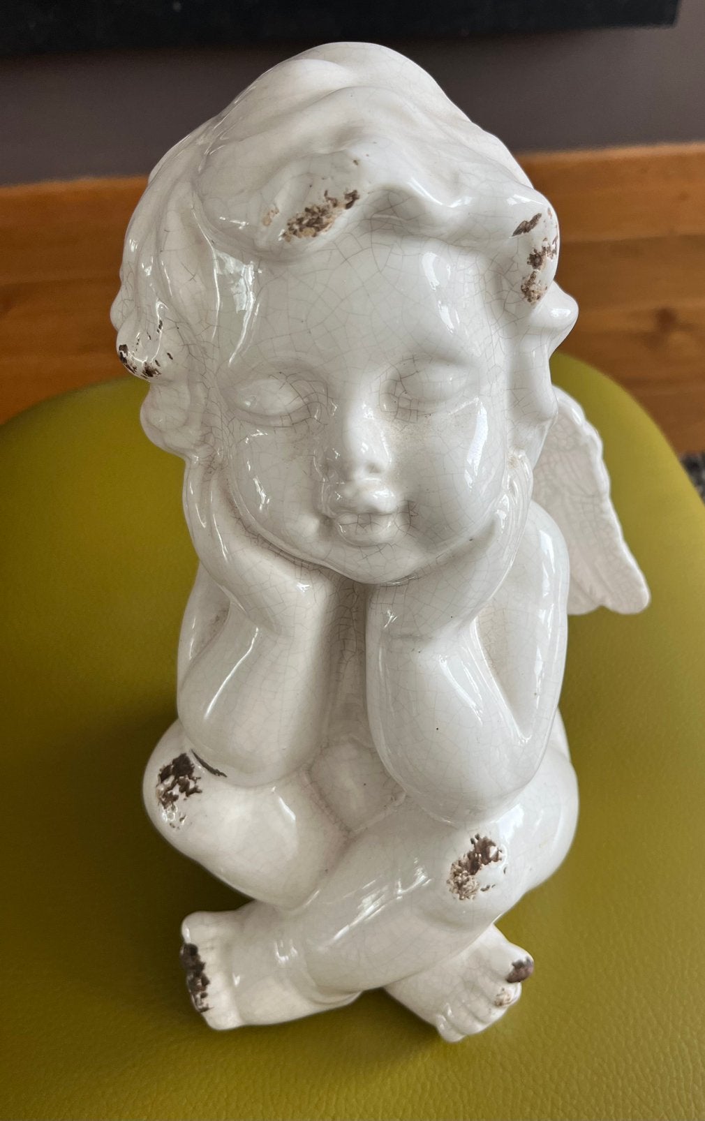 Beeld brocante Engel 32cm/ Engel van Hout/ Maria /Boedha etc, Antiek en Kunst, Ophalen of Verzenden